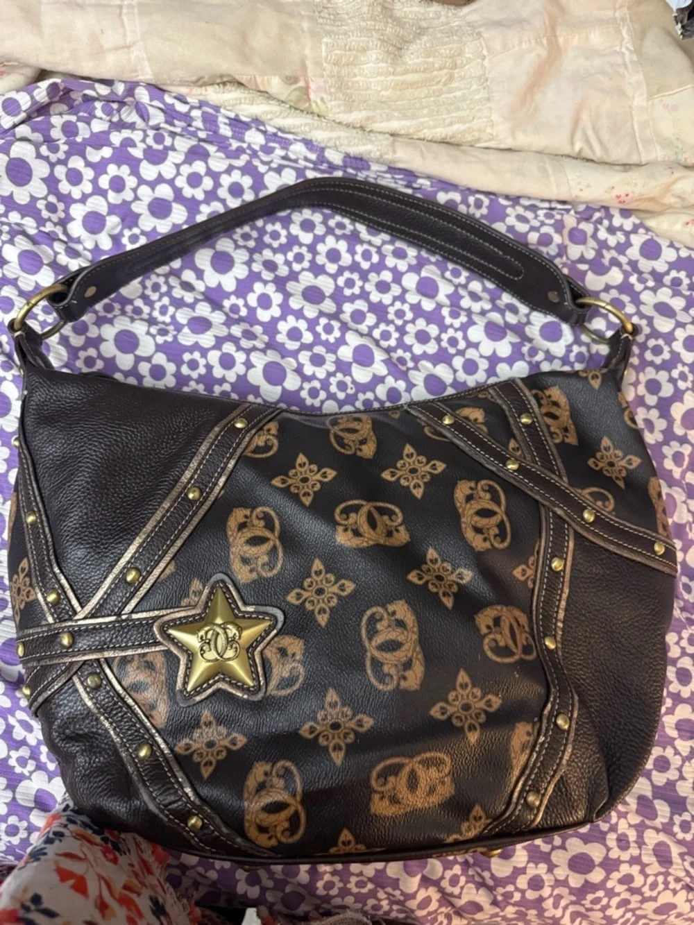 Sharif Vintage Y2K Leather Star Studded Hobo Bag